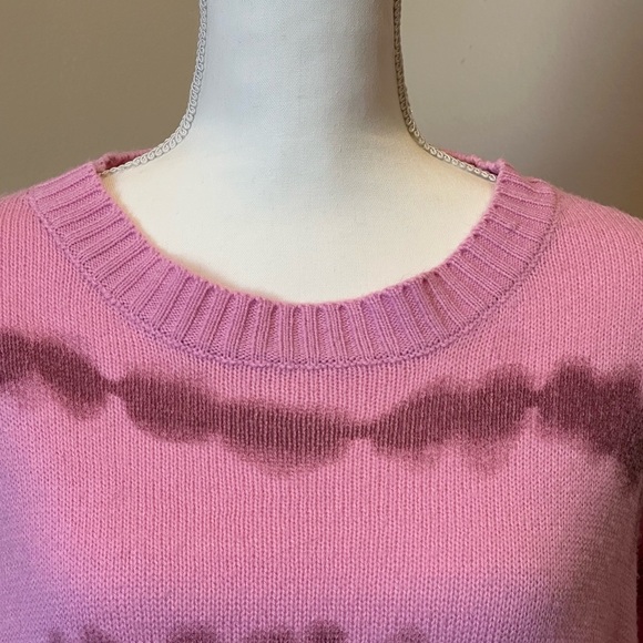 Davi & Dani Pink Tie-Dye Distressed Hem Knit Sweater Size Medium - Picture 4 of 7